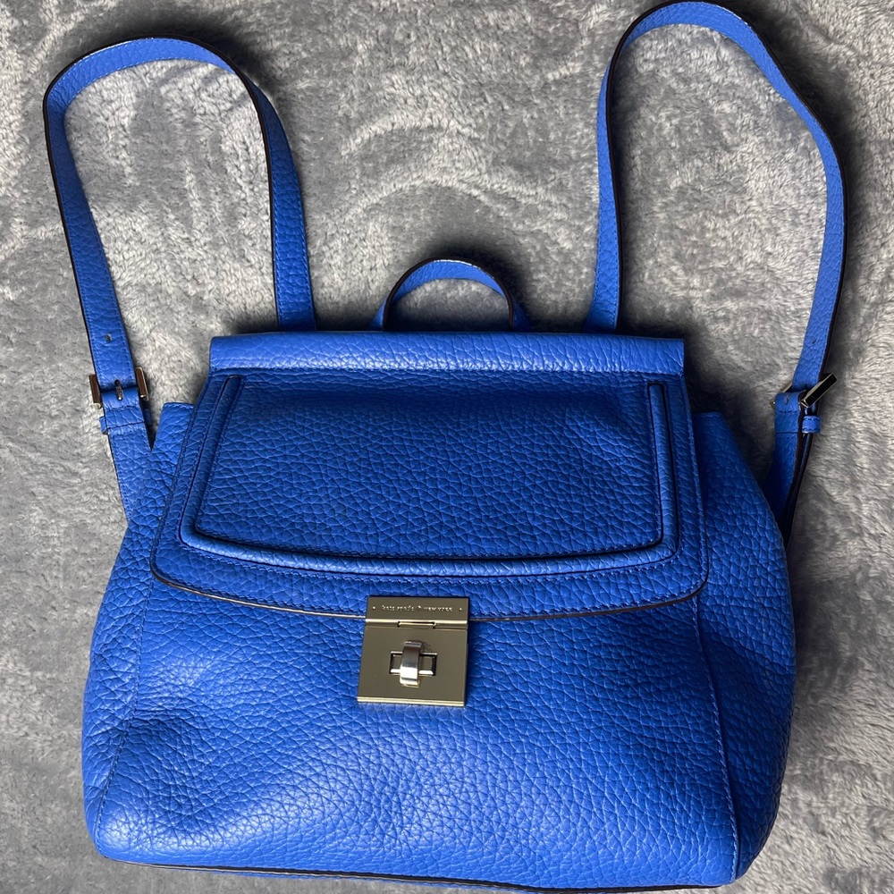 Kate Spade Pebbled Leather Backpack Bag.  Vibrant Blue.